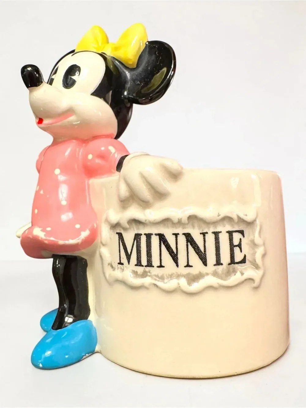 Vintage Walt Disney Productions Minnie Mouse Small Ceramic Planter Japan